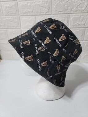 Guinness black bucket hat, Reversible Hat with harp Logo, official irish beer